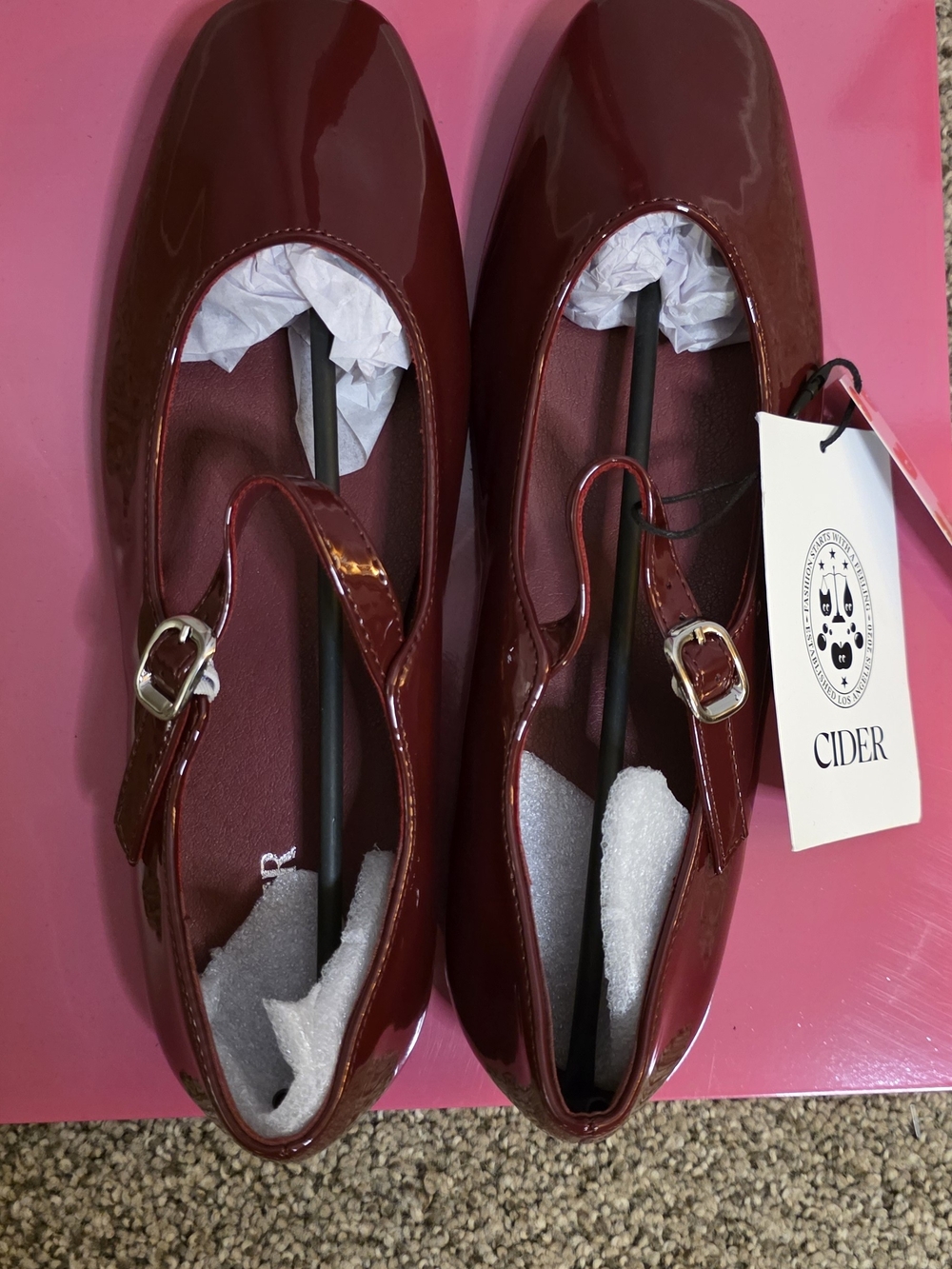 Cider Red Patent Mary Jane Flats Sz 8